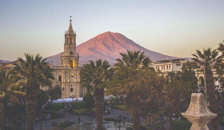 Arequipa Church with the Misti Volcano Behind - Shutterstock resize